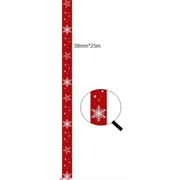 Díszkötöző szalag szatén 38mm x 25m bordó, hópihés