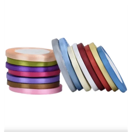 Díszkötöző szalag szatén 6mm x 22m 15db/csomag vegyes színekben