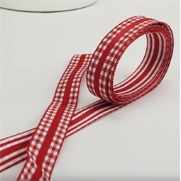 Díszkötöző szalag textil 1,5cm széles 2 oldalas 2 méter, piros
