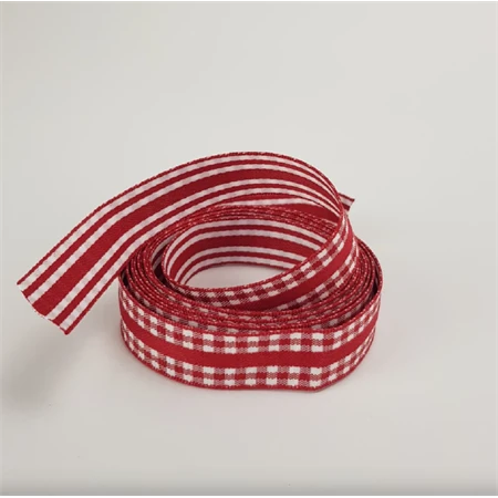 Díszkötöző szalag textil 1,5cm széles 2 oldalas 2 méter, piros