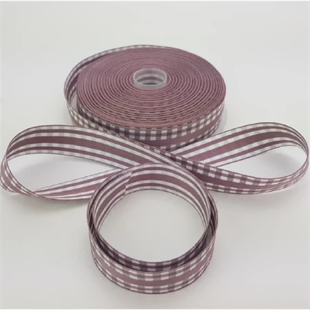 Díszkötöző szalag textil 2,5cm széles 2 oldalas 22,5 méter, mályva