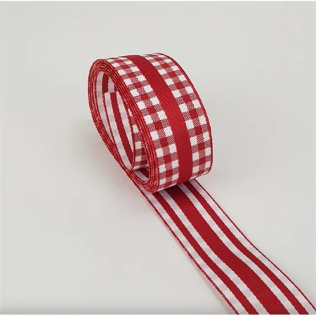 Díszkötöző szalag textil 2,5cm széles 2 oldalas 2 méter, piros