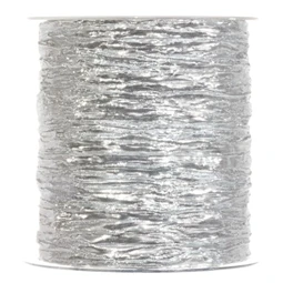 Díszkötöző szalag textil, gyűrt, csillogós 100mmx10m ezüst