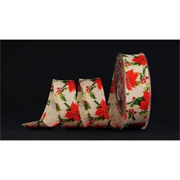 Díszkötöző szalag textil mikulás virág mintás 40mmx20m színes