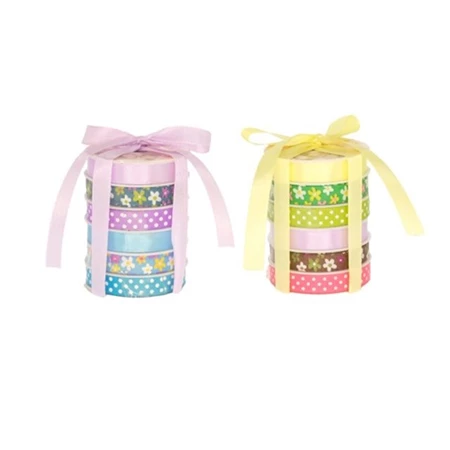 Díszkötöző szalag válogatás, textil 1cmx1m színes 2 féle, 6db/csomag