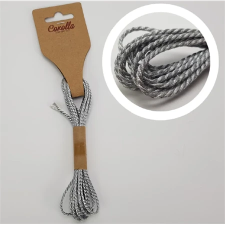 Díszkötöző zsinór sodrott 2mmx3m ezüst