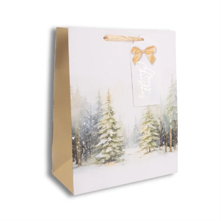 Dísztasak matt 18x23cm havas fenyők