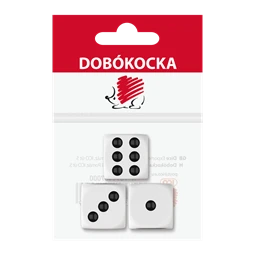 Dobókocka 6 oldalú, fekete pöttyök, 3db/csomag
