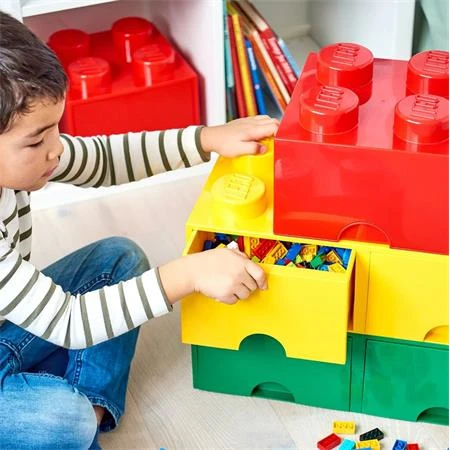 Doboz LEGO  fiókos, "Brick", sárga Tárolódoboz 250 x 180 x 250 mm