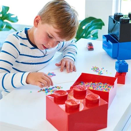 Doboz íróasztalra, fiókos, LEGO "Brick 2x2", kék tárolódoboz