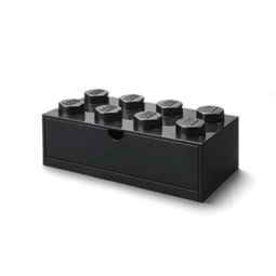 Doboz íróasztalra, fiókos, LEGO "Brick 4x2", fekete tárolódoboz 316 x 113 x 158 mm