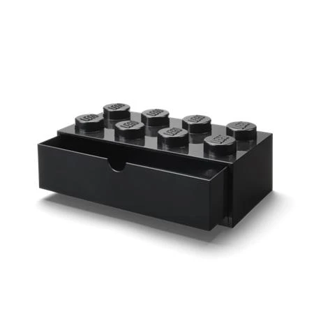 Doboz íróasztalra, fiókos, LEGO "Brick 4x2", fekete tárolódoboz 316 x 113 x 158 mm
