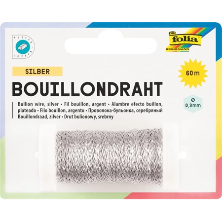 Drót huzal aluminium 0,3mmx60m ezüst színű bouillon drót