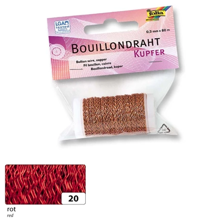 Drót huzal aluminium 0,3mmx60m piros színű bouillon drót