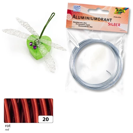 Drót huzal aluminium 2mmx5m piros színű