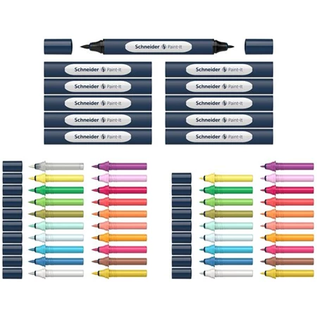 Ecsetfilc-filc 52db-os kétvégű készlet SCHNEIDER Paint-It 040 Twin marker Set 1, 20 különböző szín