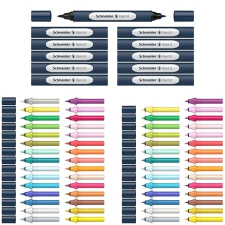 Ecsetfilc-filc 72db-os kétvégű készlet  SCHNEIDER Paint-It 040 Twin marker Set complete, 30 különböző szín