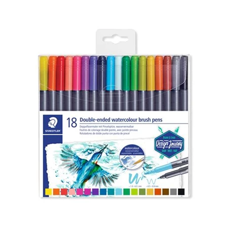 Ecsetfilc készlet 18db-os STAEDTLER 0,5-0,8/1,0-6,0 mm, kétvégű, Marsgraphic Duo