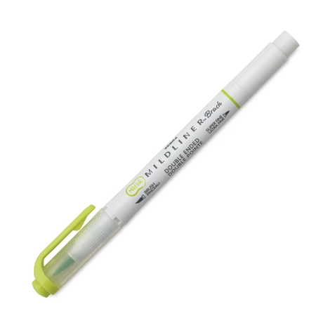 Ecsetirón ZEBRA kétvégű filctoll  Mildliner, ecset 1-4mm és vékony kerek hegy 0,5mm Citrus Green
