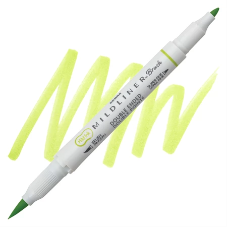 Ecsetirón ZEBRA kétvégű filctoll  Mildliner, ecset 1-4mm és vékony kerek hegy 0,5mm Citrus Green