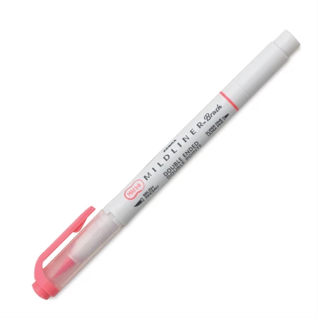 Ecsetirón ZEBRA kétvégű filctoll  Mildliner, ecset 1-4mm és vékony kerek hegy 0,5mm Coral Pink, rózsaszin