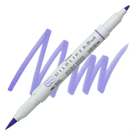 Ecsetirón ZEBRA kétvégű filctoll  Mildliner, ecset 1-4mm és vékony kerek hegy 0,5mm Lavender, lila