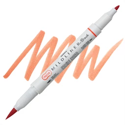Ecsetirón ZEBRA kétvégű filctoll  Mildliner, ecset 1-4mm és vékony kerek hegy 0,5mm élénkpiros, vermilion