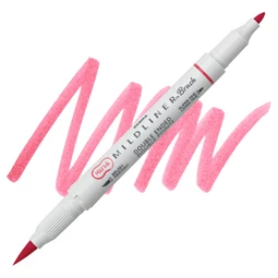 Ecsetirón ZEBRA kétvégű filctoll  Mildliner, ecset 1-4mm és vékony kerek hegy 0,5mm piros, Cool and Refined Red