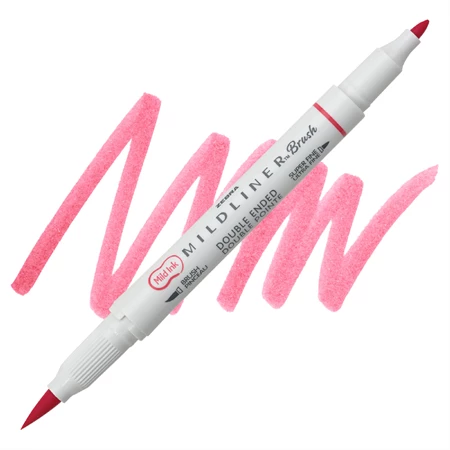 Ecsetirón ZEBRA kétvégű filctoll  Mildliner, ecset 1-4mm és vékony kerek hegy 0,5mm piros, Cool and Refined Red