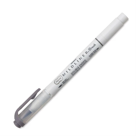 Ecsetirón ZEBRA kétvégű filctoll  Mildliner, ecset 1-4mm és vékony kerek hegy 0,5mm sötét szürke, Dark Gray
