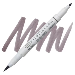 Ecsetirón ZEBRA kétvégű filctoll  Mildliner, ecset 1-4mm és vékony kerek hegy 0,5mm sötét szürke, Dark Gray