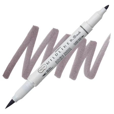 Ecsetirón ZEBRA kétvégű filctoll  Mildliner, ecset 1-4mm és vékony kerek hegy 0,5mm sötét szürke, Dark Gray