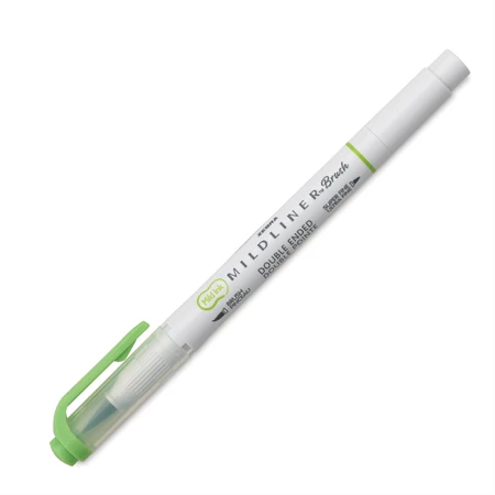 Ecsetirón ZEBRA kétvégű filctoll  Mildliner, ecset 1-4mm és vékony kerek hegy 0,5mm zöld,  Cool and Refined Green
