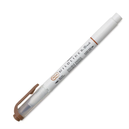 Ecsetirón ZEBRA kétvégű filctoll  Mildliner, ecset 1-4mm és vékony kerek hegy 0,5mm brown, barna