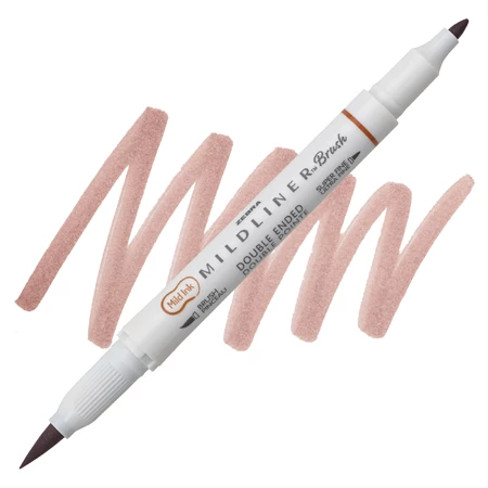 Ecsetirón ZEBRA kétvégű filctoll  Mildliner, ecset 1-4mm és vékony kerek hegy 0,5mm brown, barna