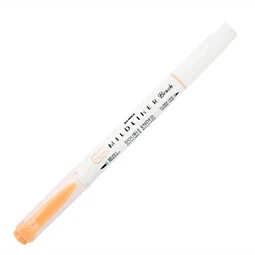 Ecsetirón ZEBRA kétvégű filctoll  Mildliner, ecset 1-4mm és vékony kerek hegy 0,5mm orange, narancs