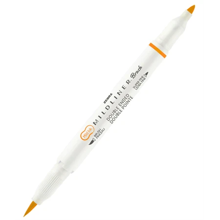 Ecsetirón ZEBRA kétvégű filctoll  Mildliner, ecset 1-4mm és vékony kerek hegy 0,5mm orange, narancs