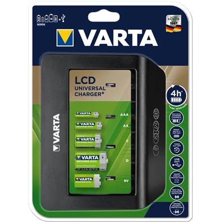 Elemtöltő  VARTA univerzális AA/AAA/C/D/9V, LCD kijelző,