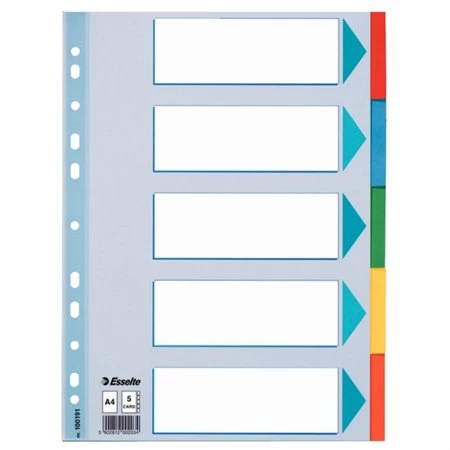 Elválasztólap 5 szín A/4 ESSELTE Standard karton