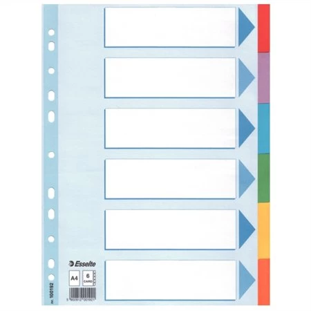 Elválasztólap 6 szín A/4 ESSELTE Standard karton