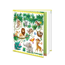 Emlékkönyv 12,5 × 14,5 cm vadállatok mintával, 48 sima oladal, könyvjelzővel
