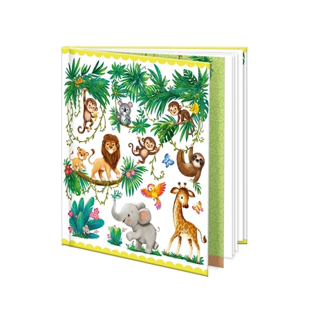 Emlékkönyv 12,5 × 14,5 cm vadállatok mintával, 48 sima oladal, könyvjelzővel