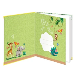 Emlékkönyv 12,5 × 14,5 cm vadállatok mintával, 48 sima oladal, könyvjelzővel