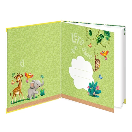 Emlékkönyv 12,5 × 14,5 cm vadállatok mintával, 48 sima oladal, könyvjelzővel