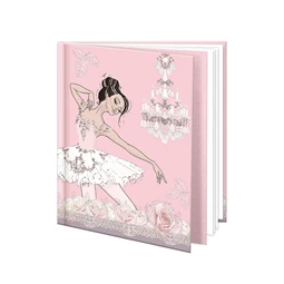 Emlékkönyv 12,5x14,5cm balerina mintával, 48 sima oldal, könyvjelzővel