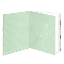 Emlékkönyv 12,5x14,5cm fehér lapon rajzolt vadvirágok mintával, 48 sima oldal, könyvjelzővel