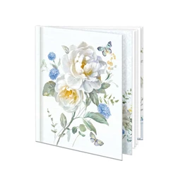 Emlékkönyv 12,5x14,5cm white rose mintával, 48 sima oldal, könyvjelzővel