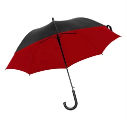 Esernyő automata, fekete fém vázzal, fekete-piros, dupla rétegű taft
