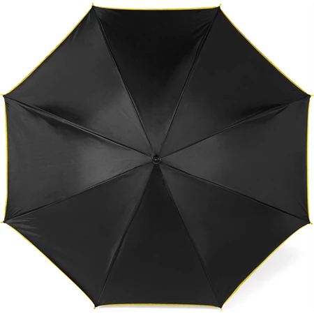 Esernyő automata, fekete fém vázzal, fekete-sárga, dupla rétegű taft