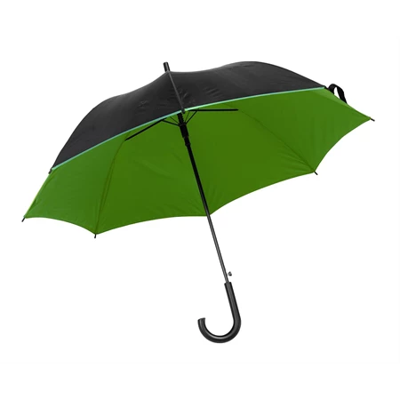 Esernyő automata, fekete fém vázzal, fekete-zöld, dupla rétegű taft